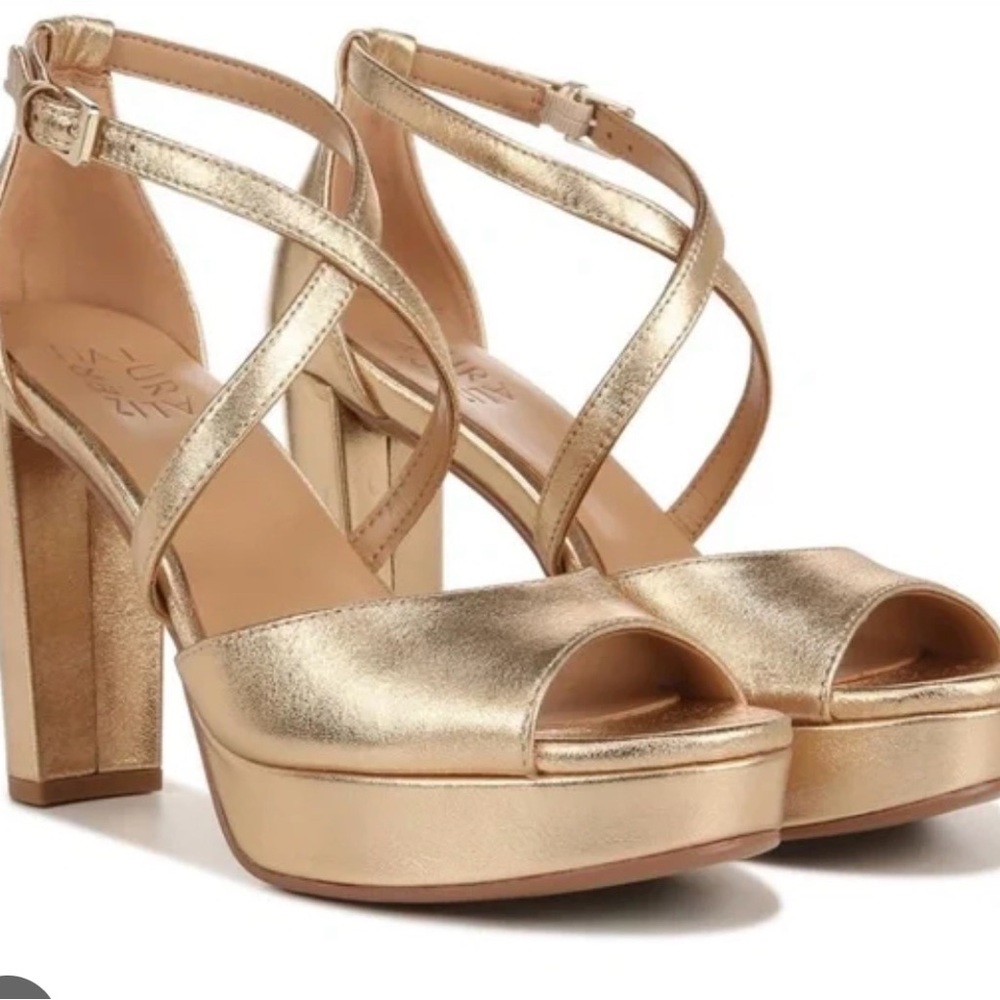 Naturalizer Gold Strappy Block Heels Melody 8.5W